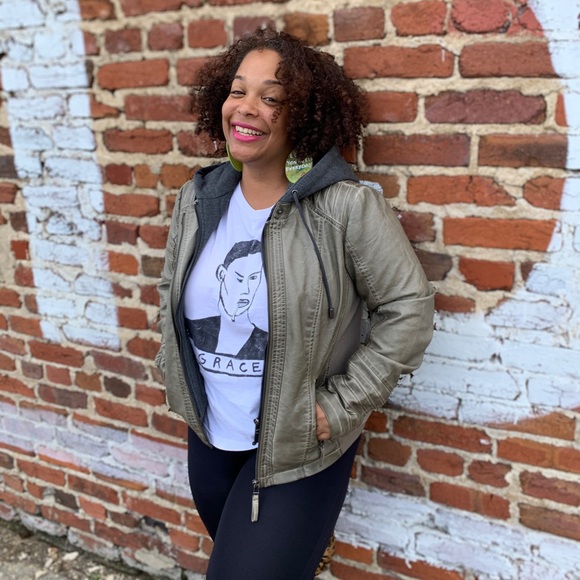 Faux leather hooded jacket - Picture 4 of 5